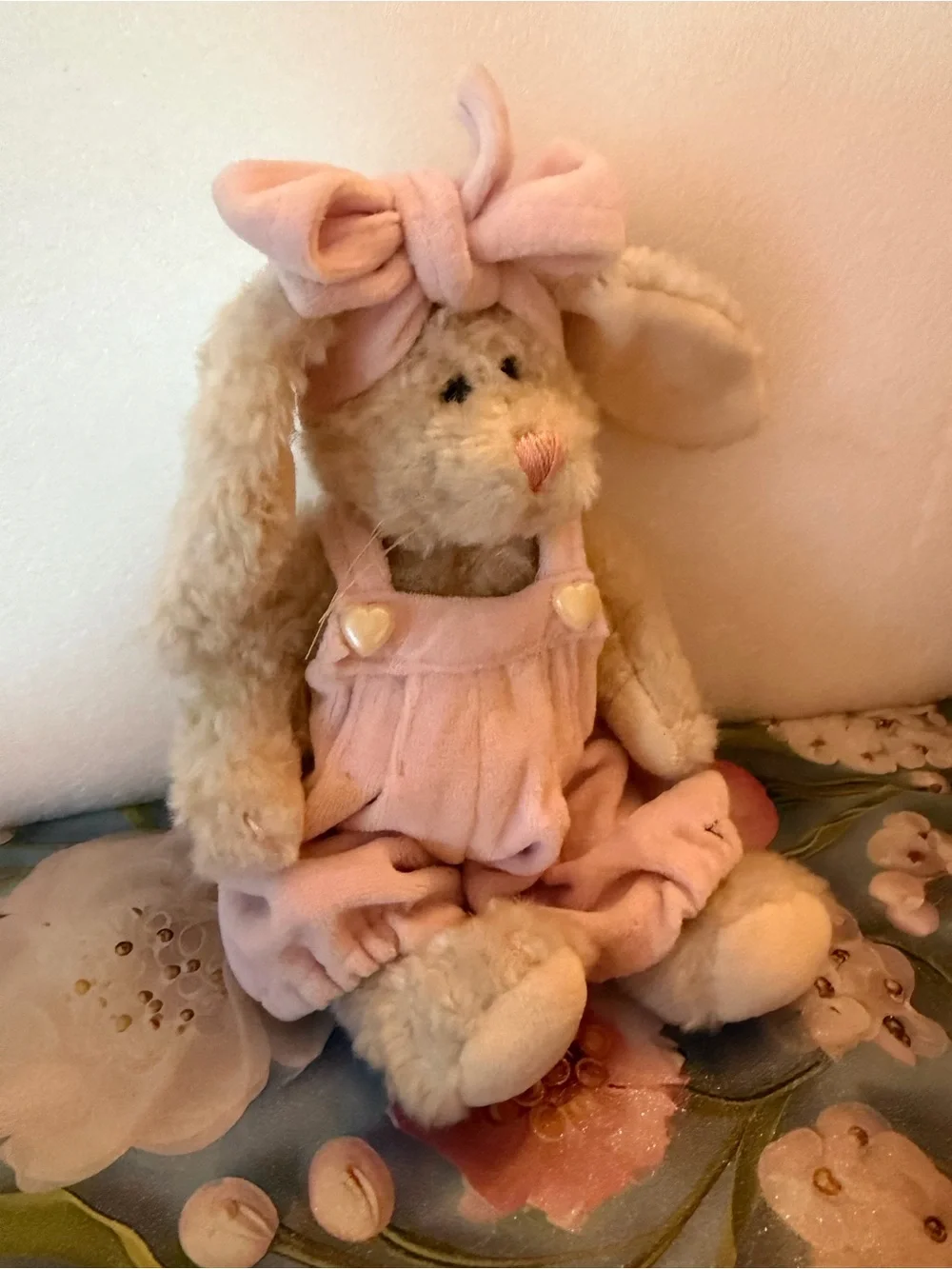 Boyd’s Retired Bears Lavinia Rabbit 1996 Pink Overalls & Bow